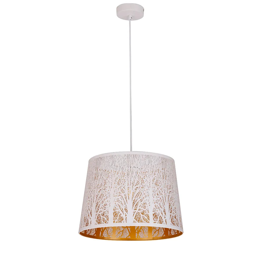 Penshade: Interior Slanted With Tree Pattern Laser Cut Pendant Lights