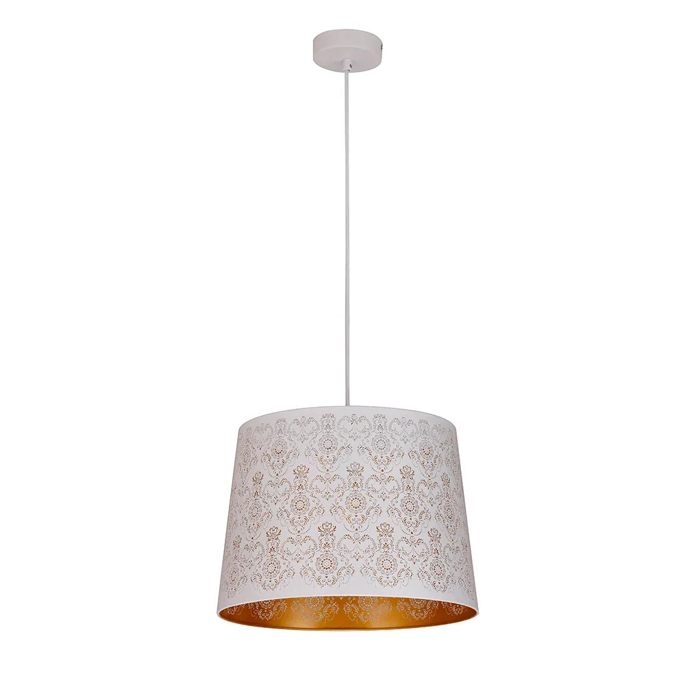 Penshade: Interior Slanted With Fleur Pattern Laser Cut Pendant Lights