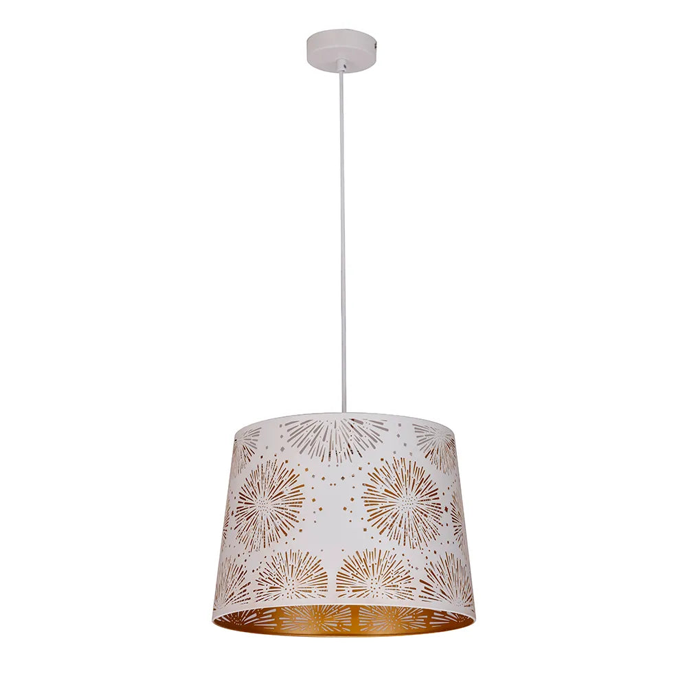 Penshade: Interior Slanted With Starburst Pattern Laser Cut Pendant Lights