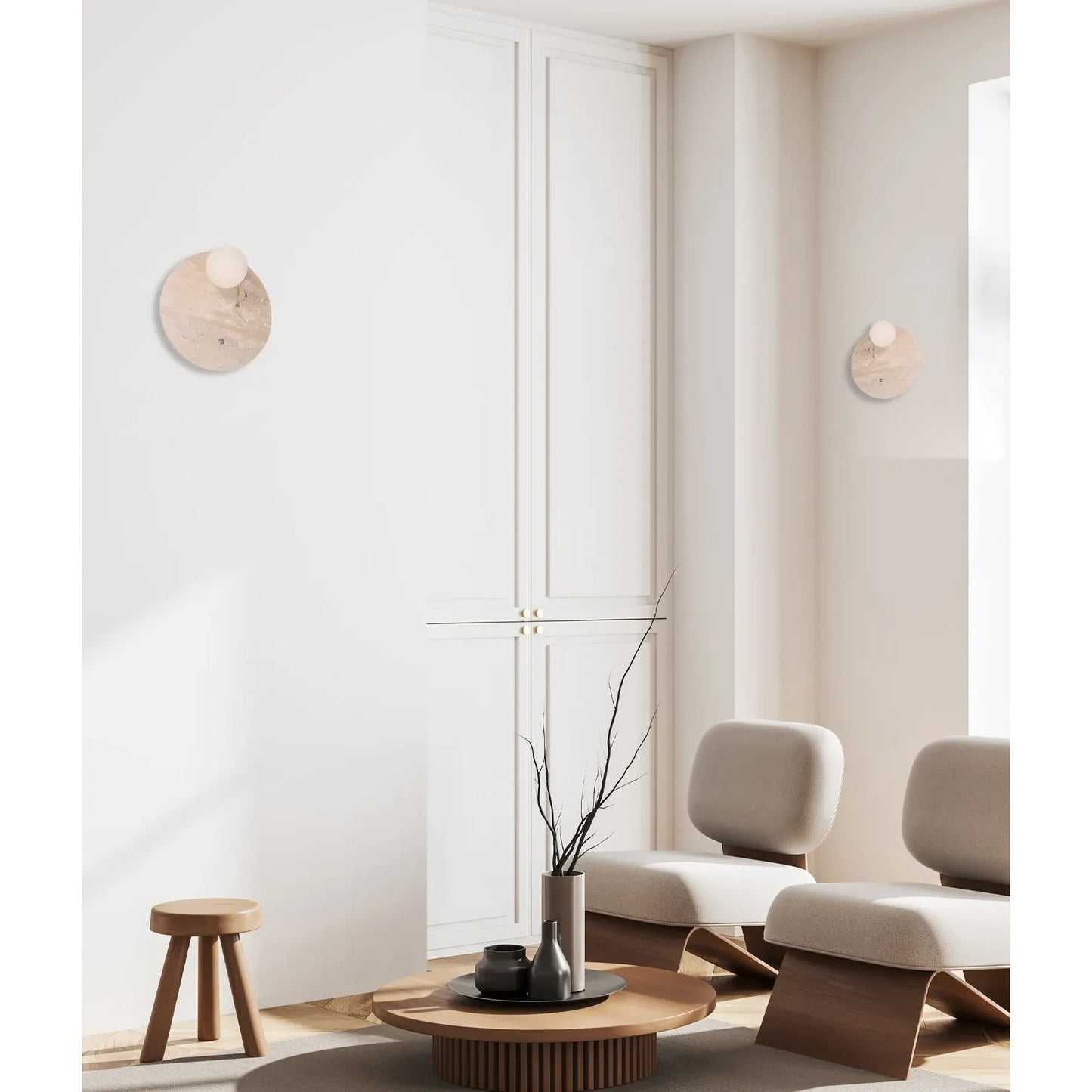 POI: Interior Round Travertine Base