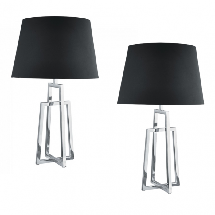 Charcoal Shade Table Lamps - Pair