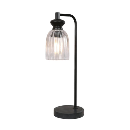 SINO: Interior Ellipse Clear Glass Shade Marble Base Table Lamps