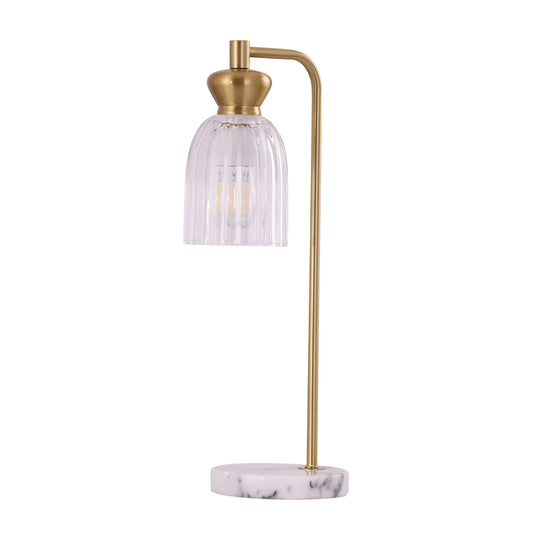 SINO: Interior Ellipse Clear Glass Shade Marble Base Table Lamps