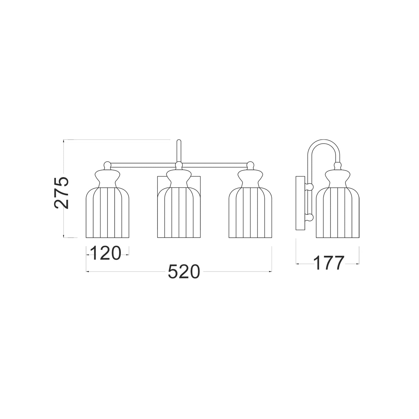 SINO: Interior Ellipse Triple Clear Glass Shade Wall Lights