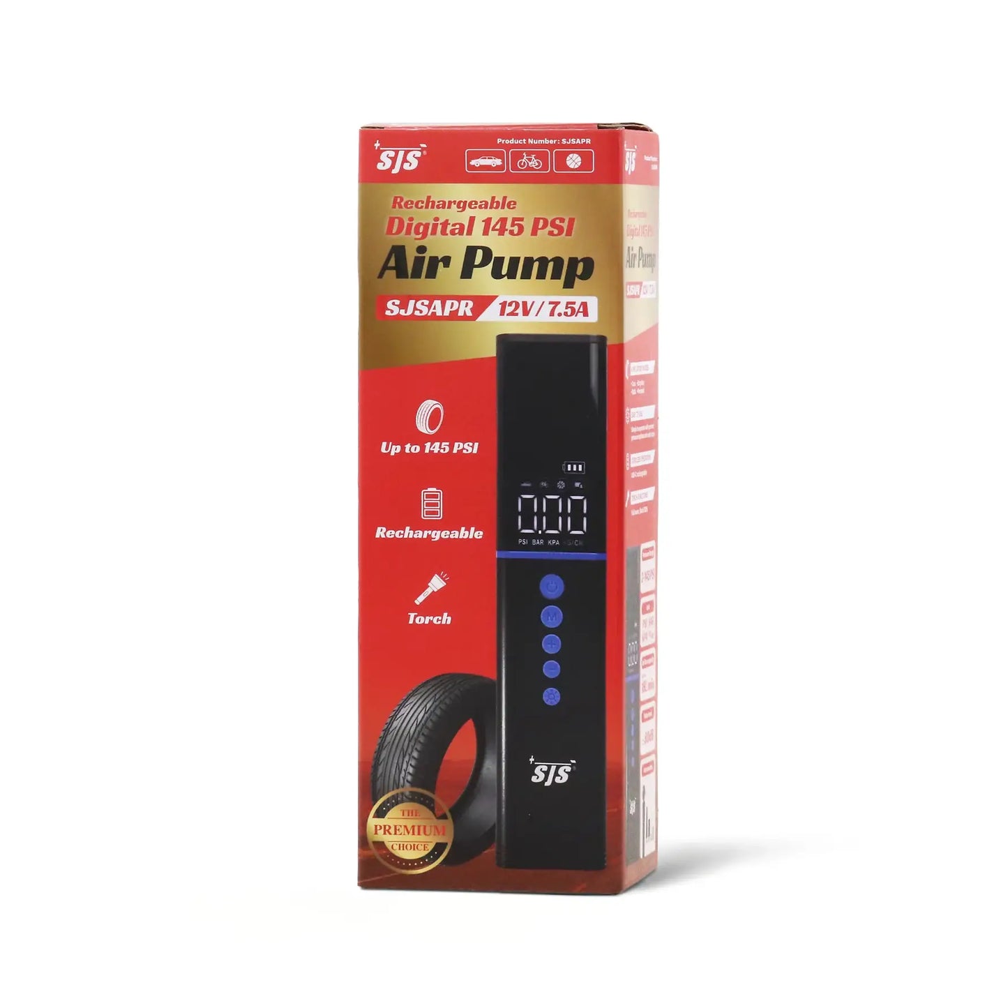 SJSAPR: Rechargeable Digital 145 PSI Air Pump