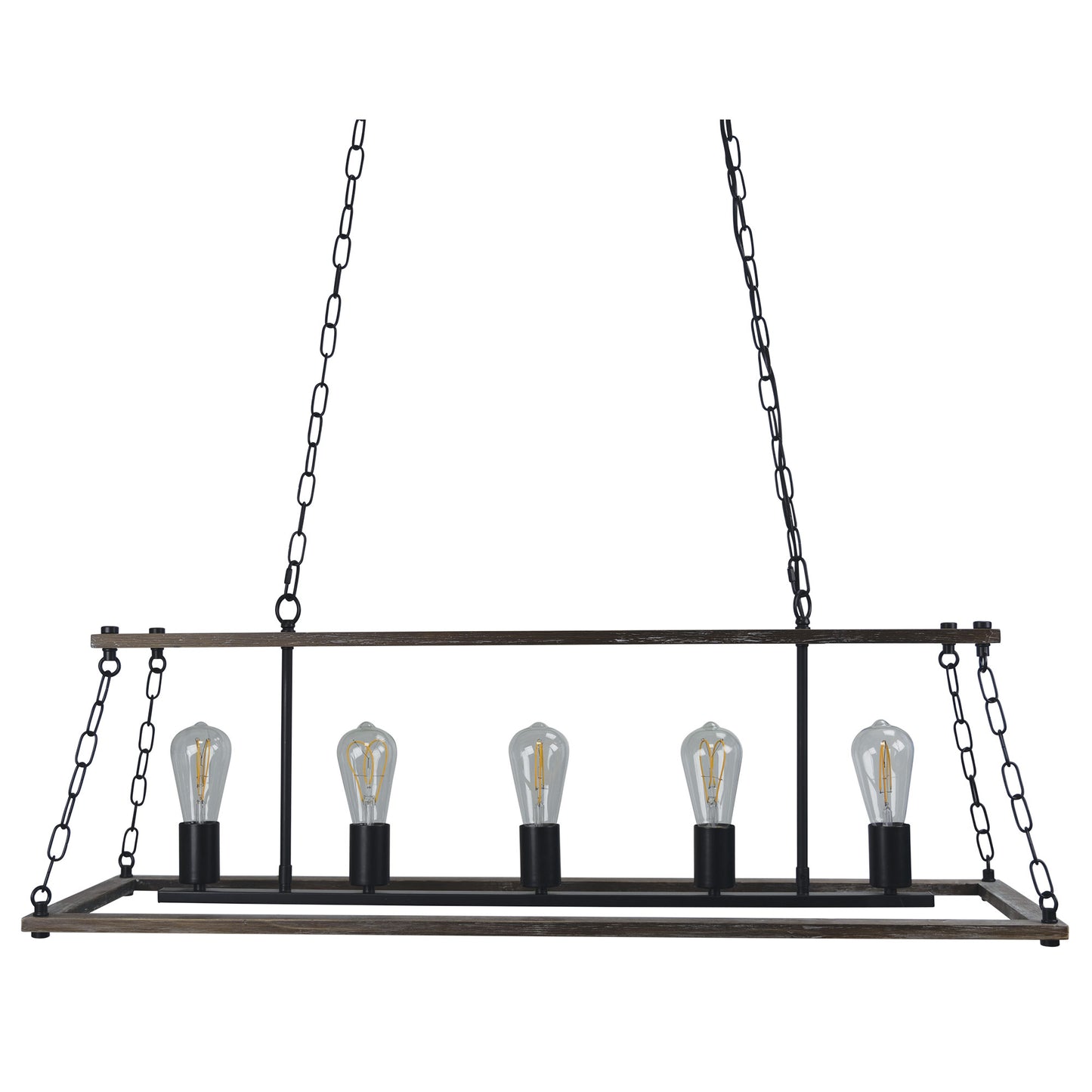 Island 5 Light Pendant Timber & Chain