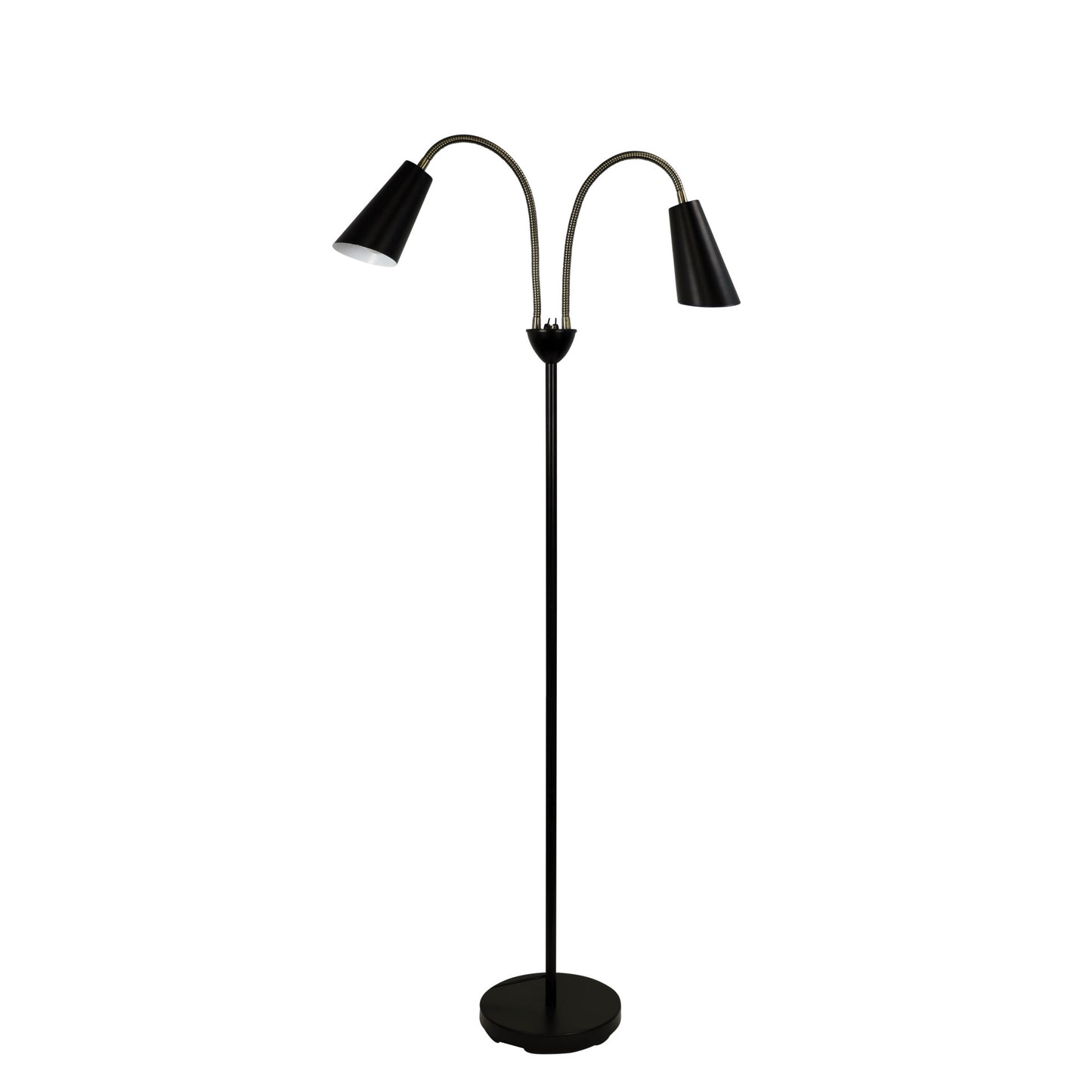 Walt Twin Floor Lamp Ant Brass + Black