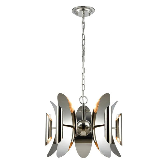 Strato: Abstract Polished Nickel Hardware With Stainless Steel Pendant Light