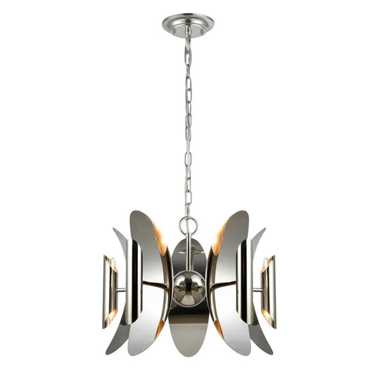 Strato: Abstract Polished Nickel Hardware With Stainless Steel Pendant Light