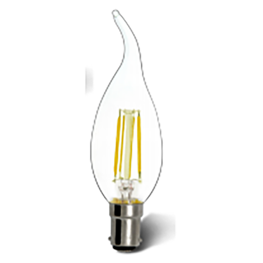 4 Watt LED Candle Flame Filament B15 3000k Warm White Globe