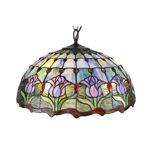 Pink Tulip 20 Inch Leadlight Pendant