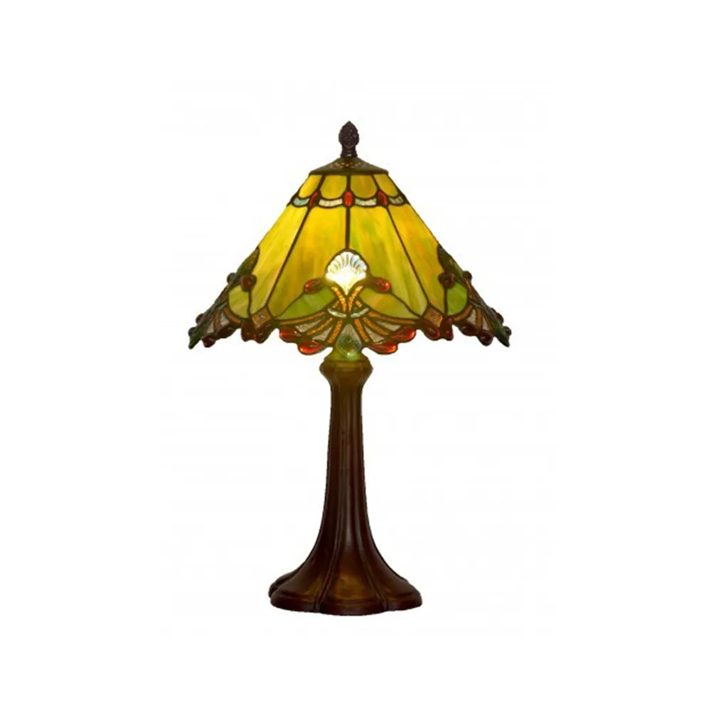 13” Green Panel Style Shade With Butterfly Knots Table Lamp