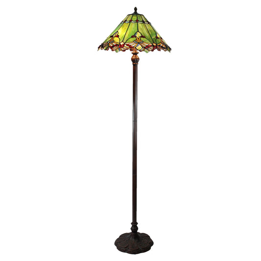 19 Green Panel Style Shade With Butterfly Knots Floor Lamp