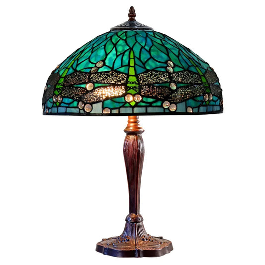 Sylvia Dragonfly Large Tiffany Table Lamp 16 Inch