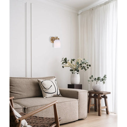 TUFO: Interior White Jar Alabaster with Brass Highlight Wall Light