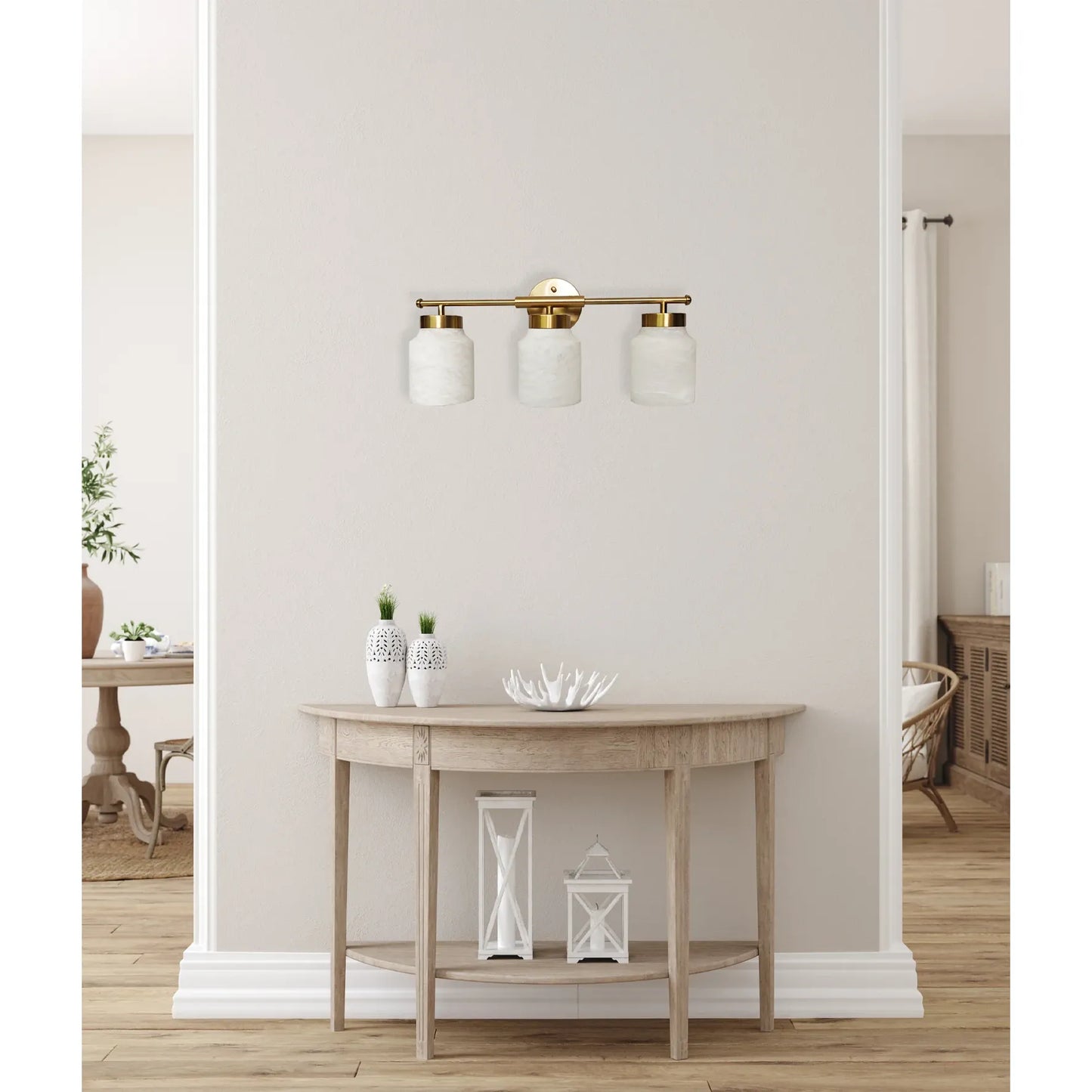 TUFO: Interior White Jar Alabaster with Brass Highlight Wall Light