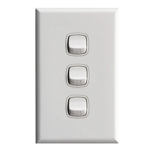 Excel - Vertical Rocker Switch - Single Pole Double Throw - 3 Gang