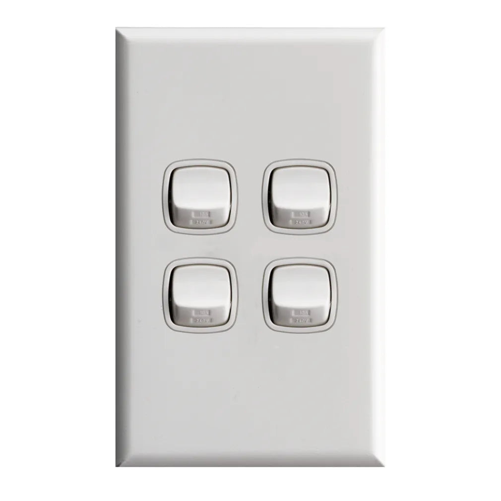 Excel - Vertical Rocker Switch - Single Pole Double Throw - 4 Gang