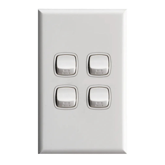 Excel - Vertical Rocker Switch - Single Pole Double Throw - 4 Gang