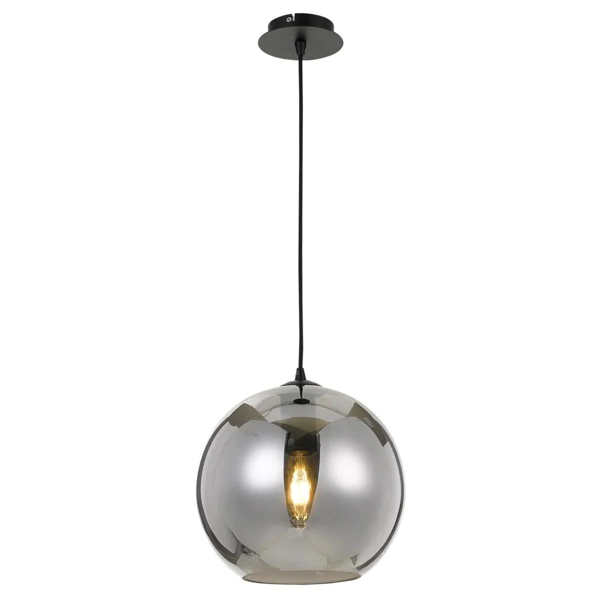 Bondi Black Smoked Glass Pendant Light