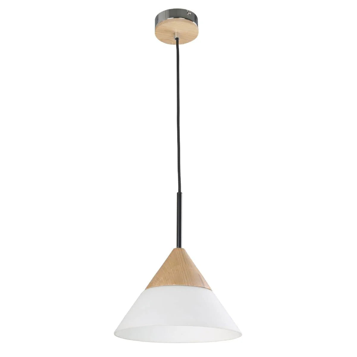 Finn Blonde Wood & Opal Cone Pendant Light