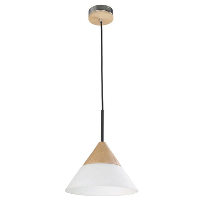 Finn Blonde Wood & Opal Cone Pendant Light
