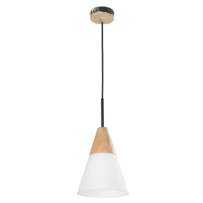 Finn Blonde Wood & Opal Cone Pendant Light