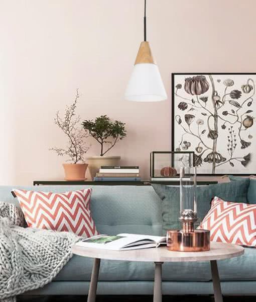 Finn Blonde Wood & Opal Cone Pendant Light