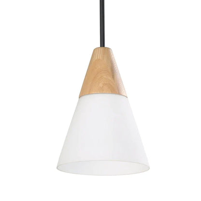 Finn Blonde Wood & Opal Cone Pendant Light