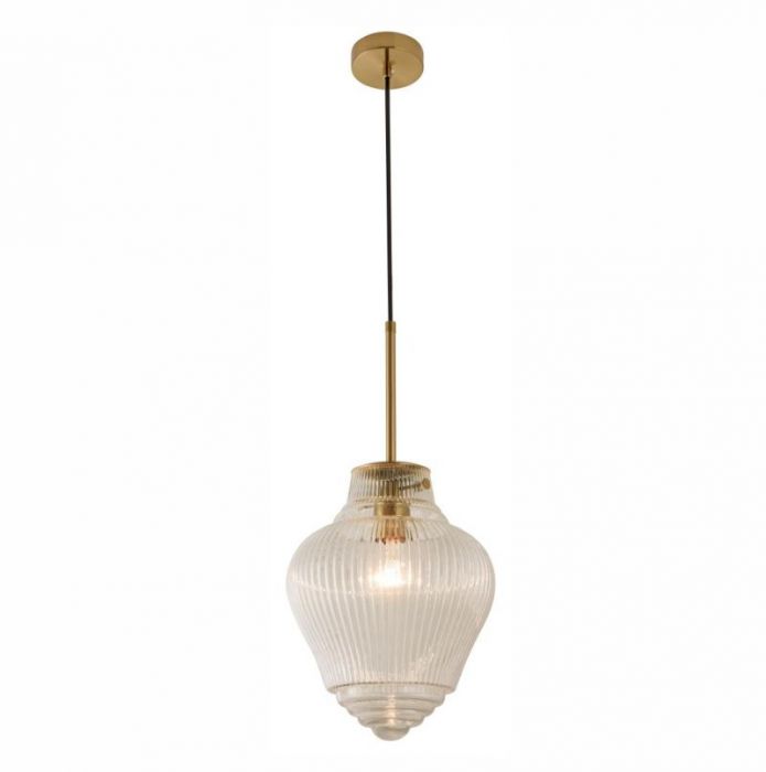 Ridge Satin Brass Clear Pendant