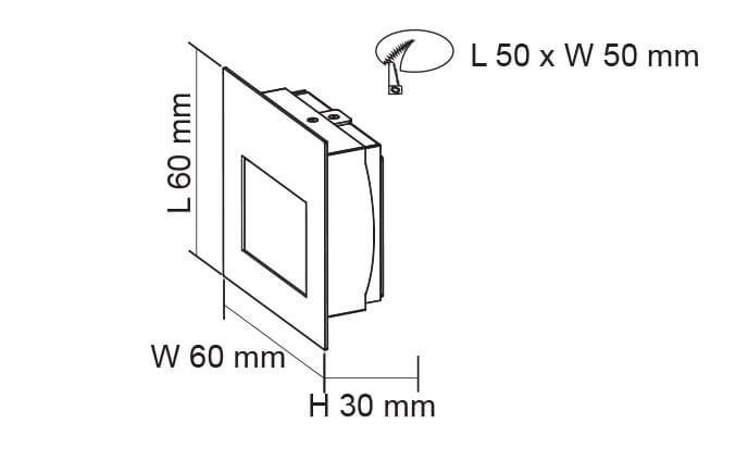 LEEMAN MINI S9319 - 1.5W LED recessed MINI square wall luminaire