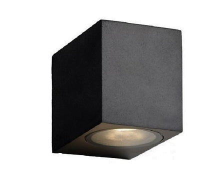 Square Fixed Down Wall Pillar Light - Black