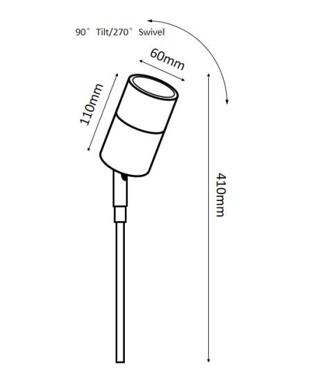 3222 Solid Copper Garden Spike Light Mr16