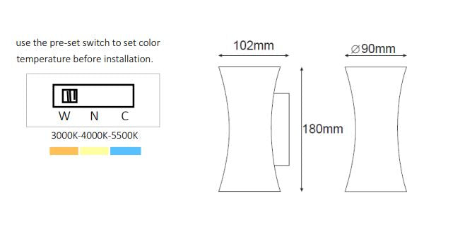 10w LED Wall Pillar Light Black