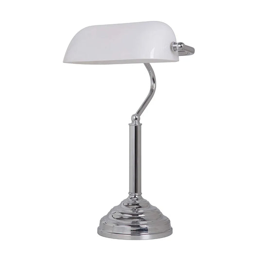 Study Table Lamp - Chrome/White Glass