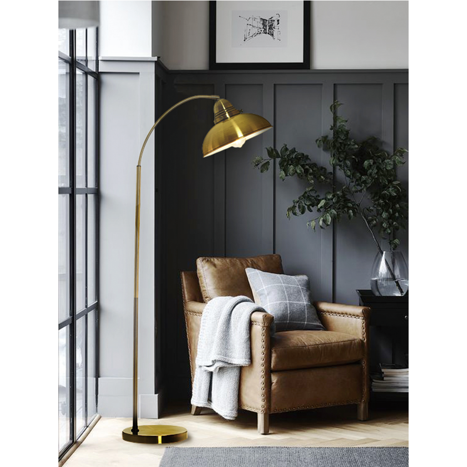 Manor Metal Floor Lamp - Weathered Brass