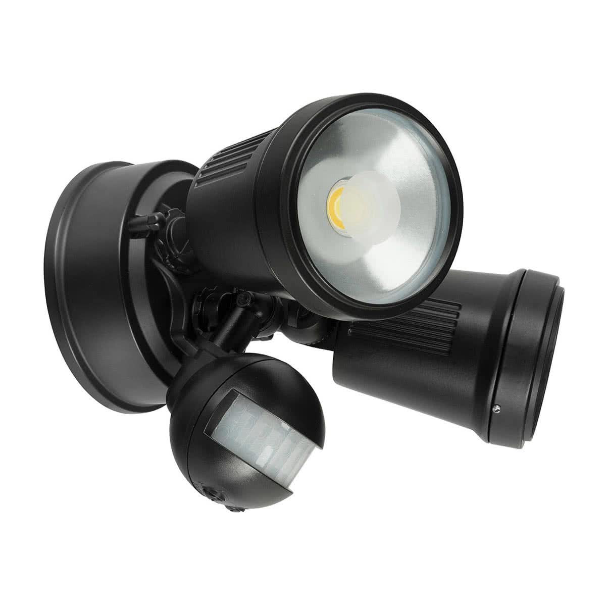 Hunter Trio 22w LED Tri Colour Twin Head Outdoor Spotlight With Sensor