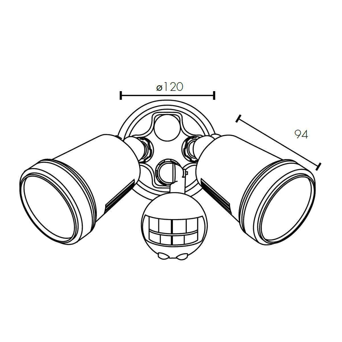 Hunter Trio 22w LED Tri Colour Twin Head Outdoor Spotlight With Sensor