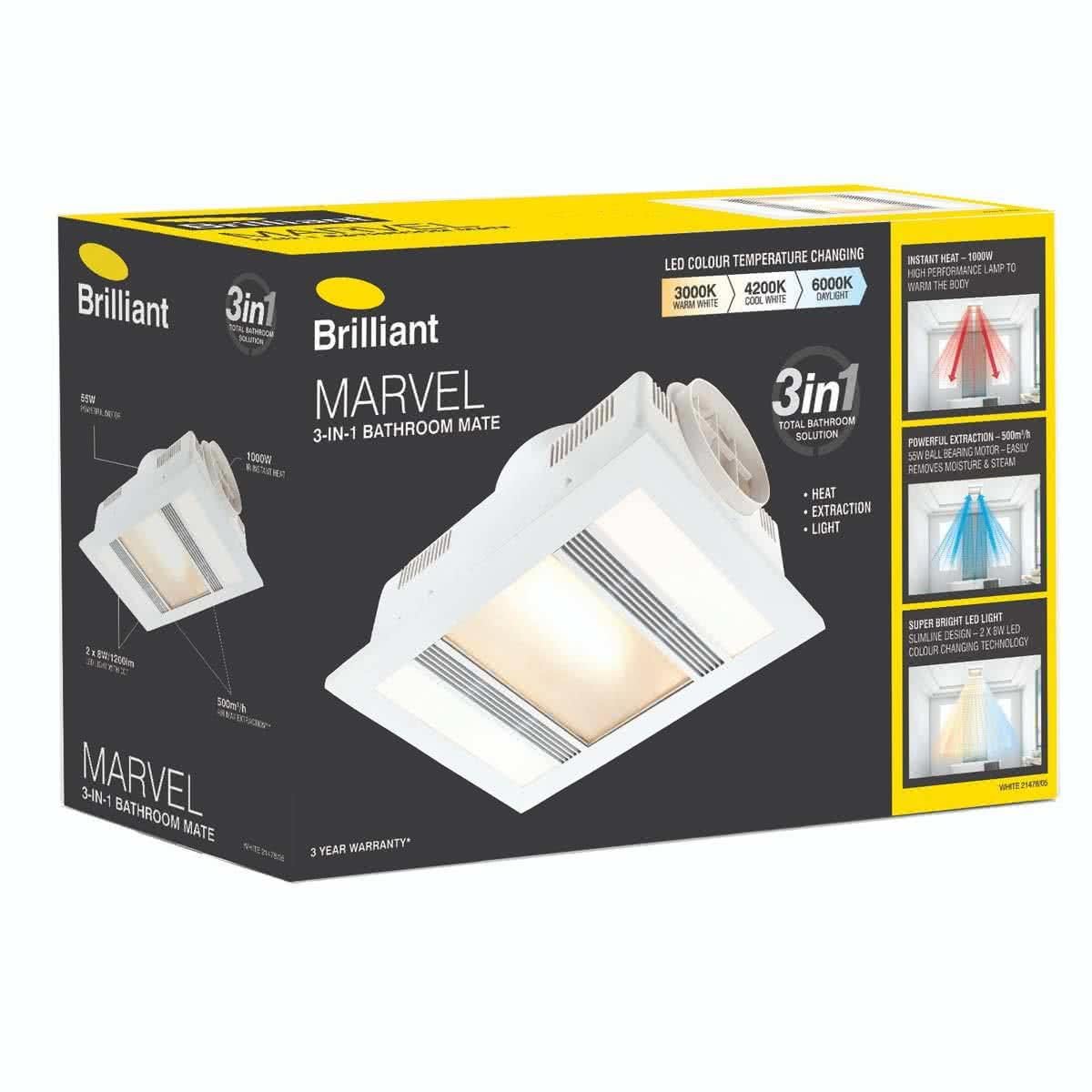 Marvel 3 In 1 Bathroom Mate Heater Exhaust Fan Light