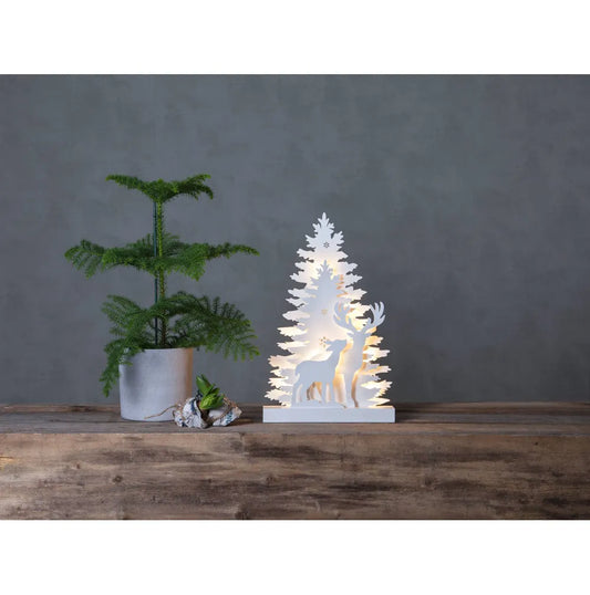 Xmas Fauna Tree/Reindeer Dec White