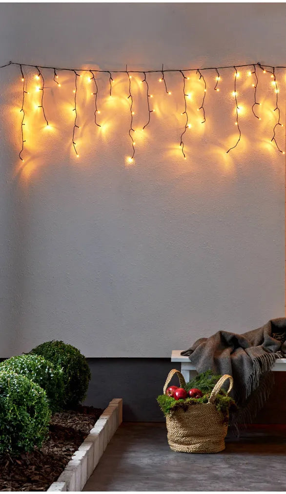 240 LED Icicle Lights - Warm White - 6m x 55cm