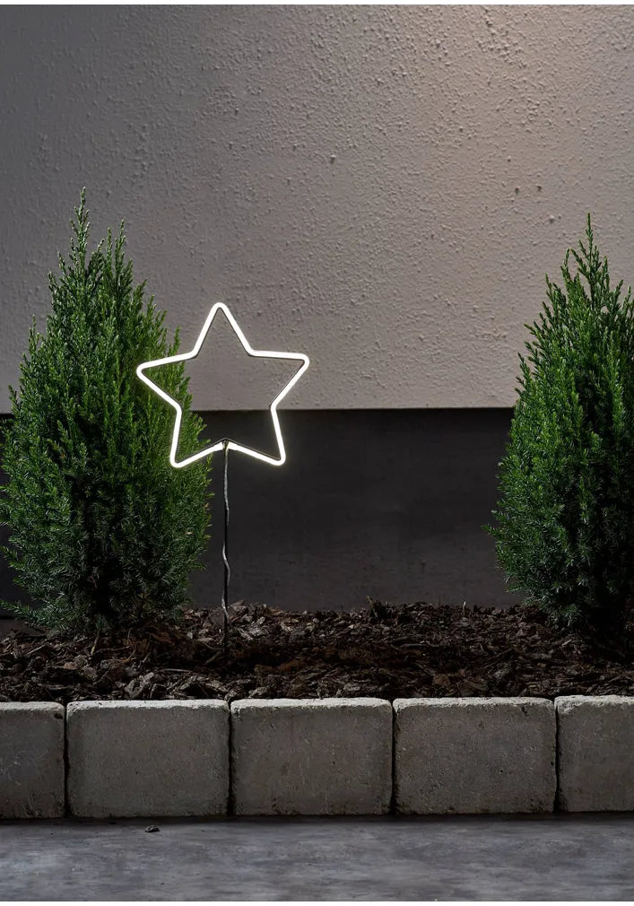 Xmas Neonstar Star W/Stake Neut White