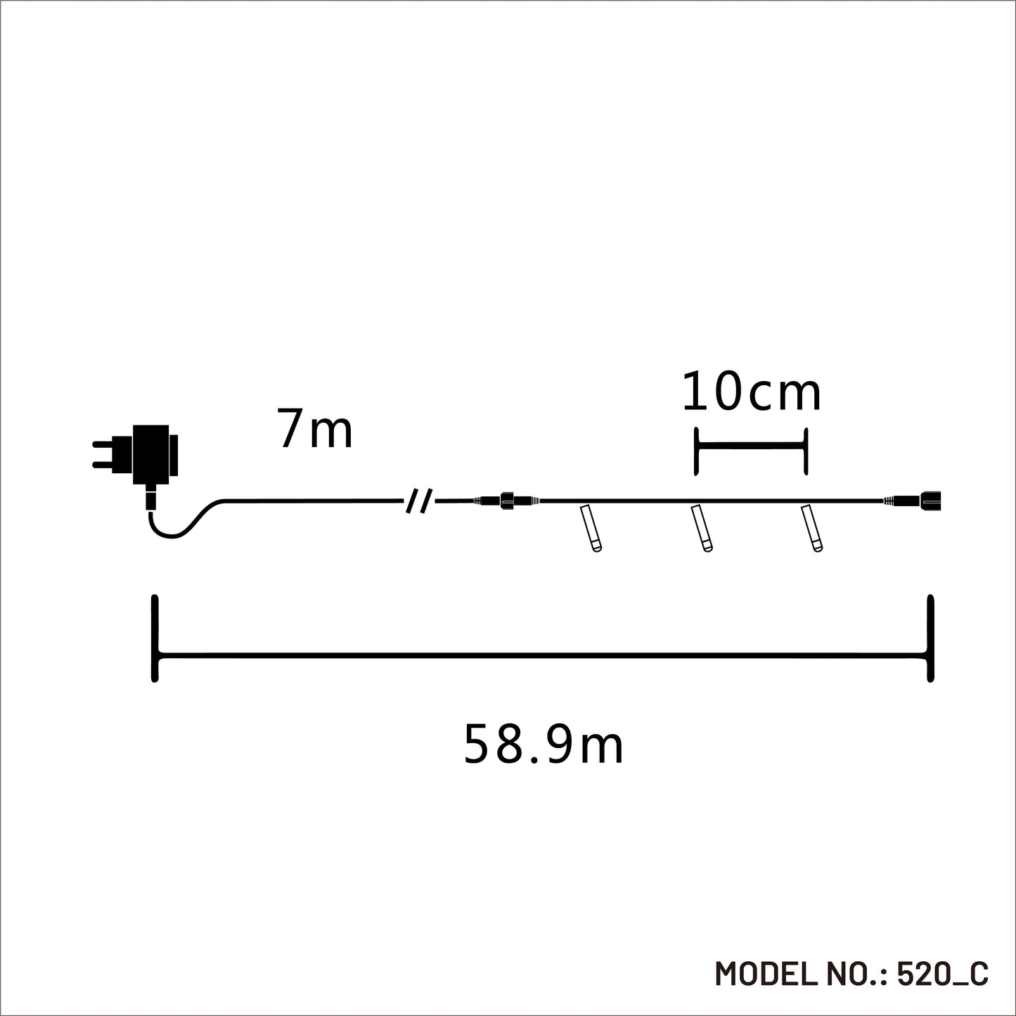 520 LED String Light - Clear Cable - 3 Colour Oprions
