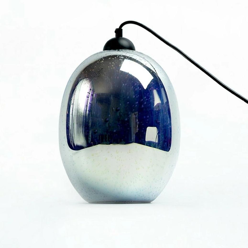 Moravian Glass Oval Pendant Light Chrome