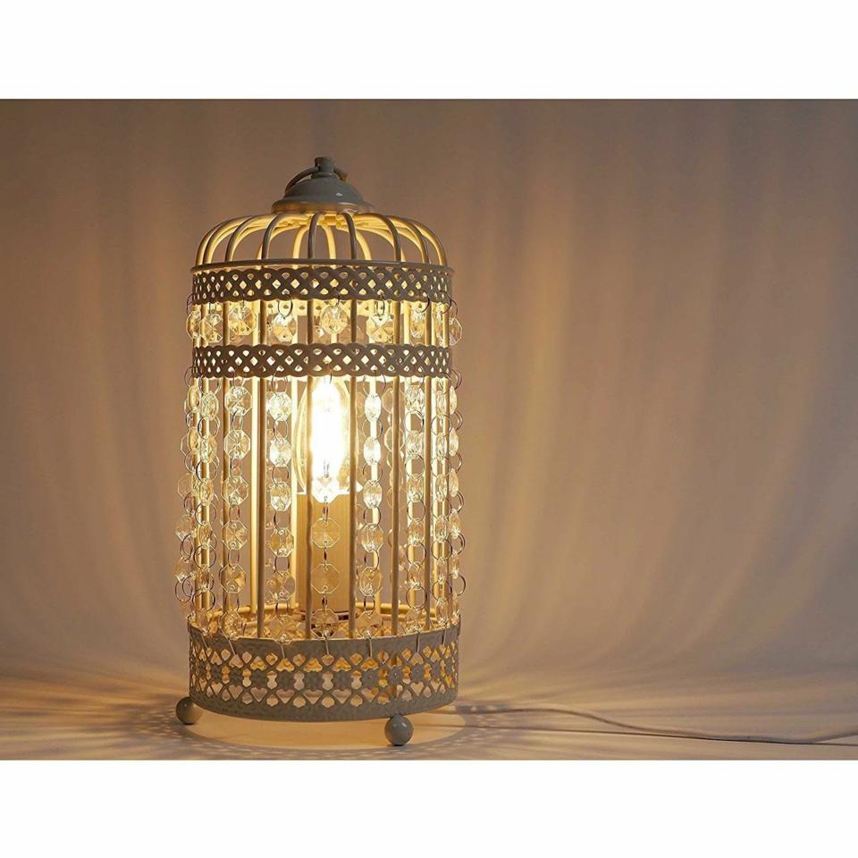 Harmony White Iron Birdcage Table Lamp