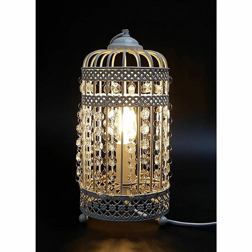 Harmony White Iron Birdcage Table Lamp