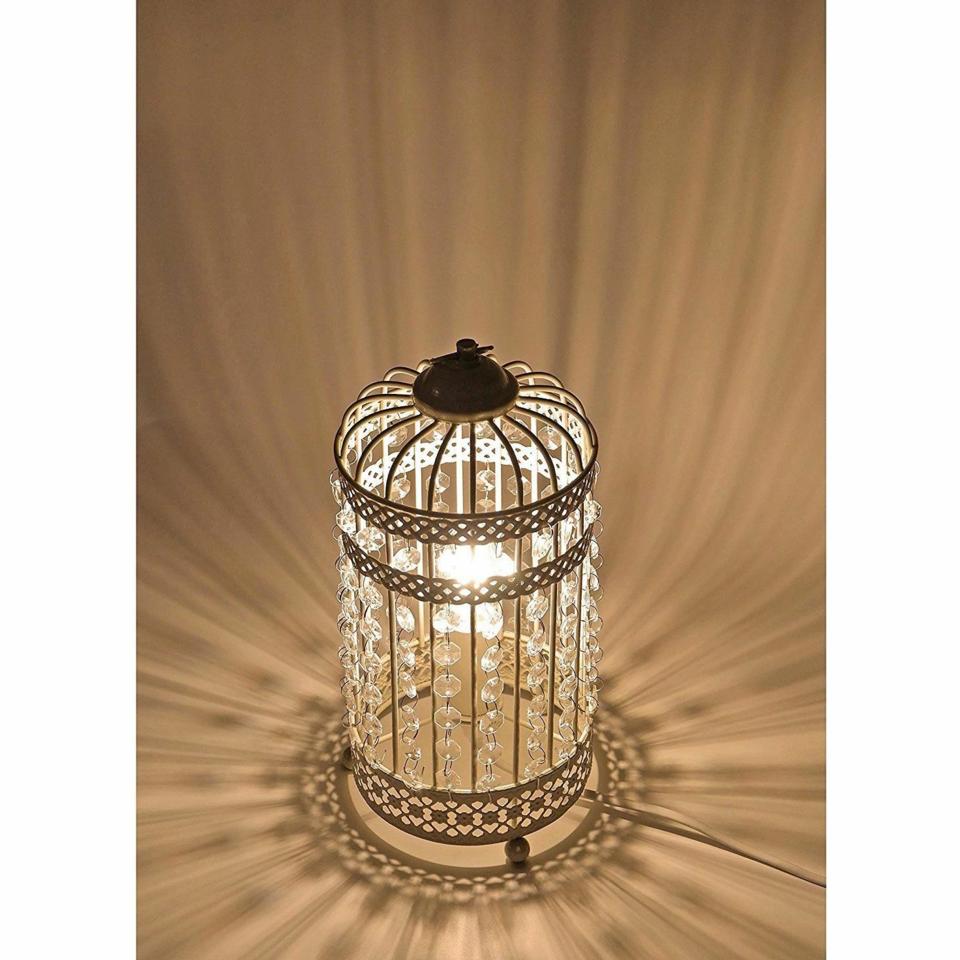 Harmony White Iron Birdcage Table Lamp