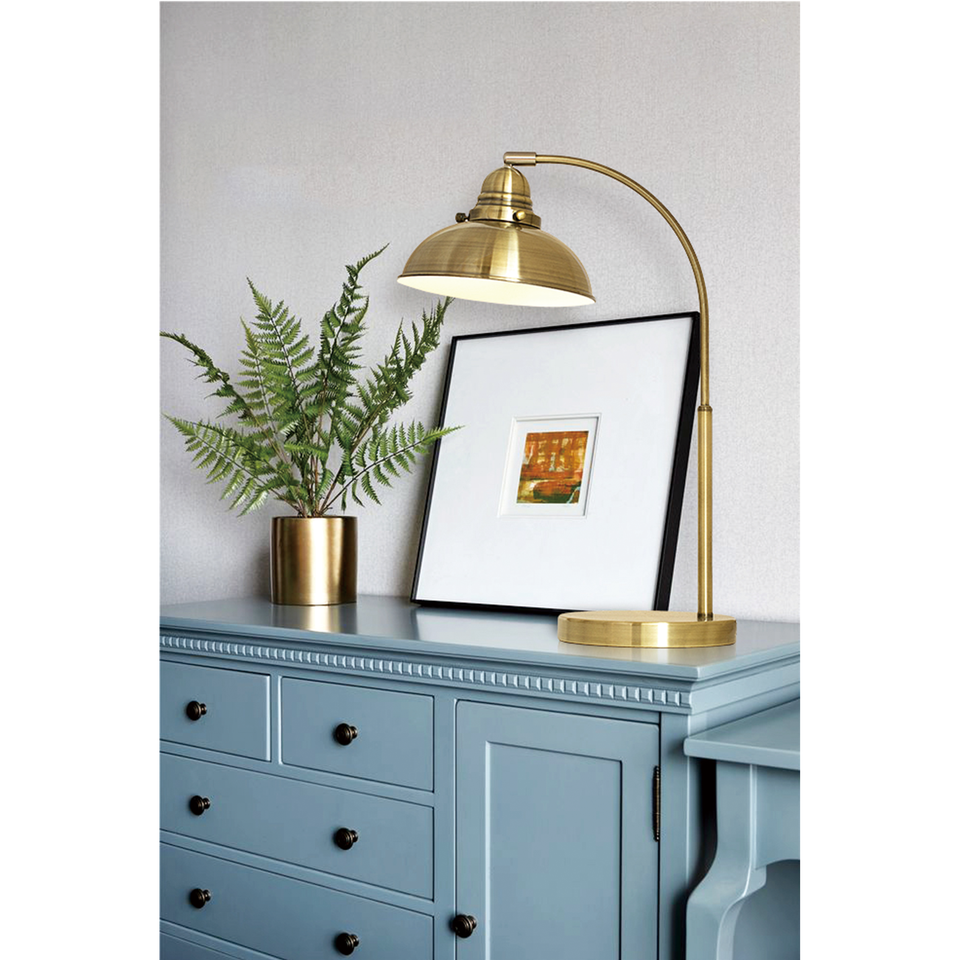 Manor Metal Table Lamp - Weathered Brass