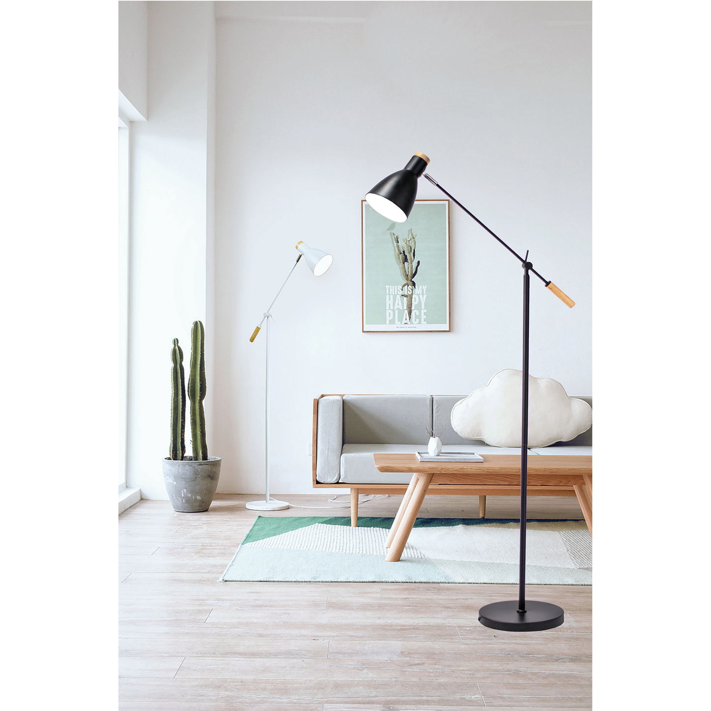 Scandinavian Adjustable Floor Lamp - Black