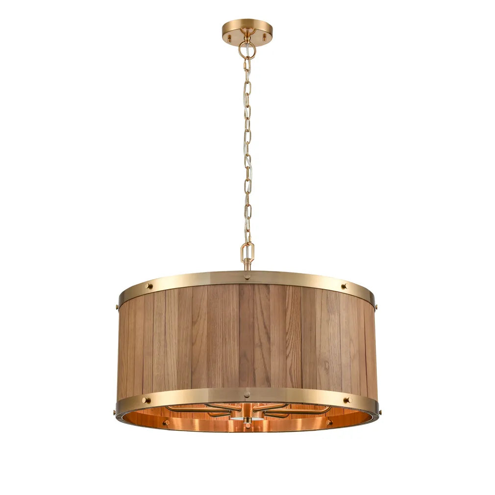 BARRIQUE: Retro Interior Large Drum Wood Pendant Lights